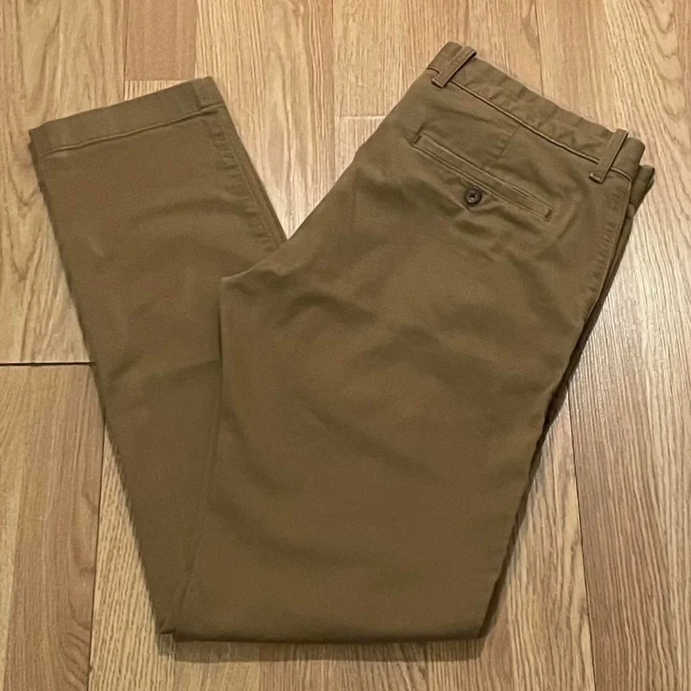 J.Crew Flex Men’s 34x34 (36x32) Slim Fit Chino Pants Brown Flat Front Preppy